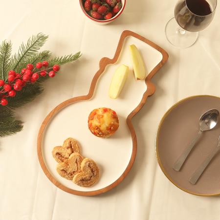 White Enamel Snowman Tray