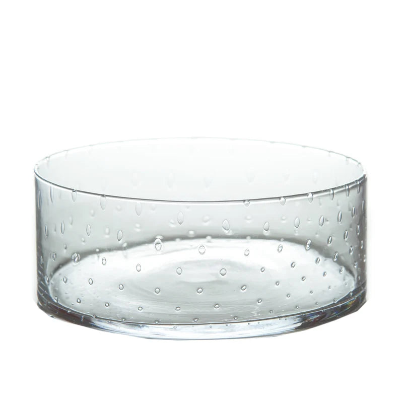 Classic Glass Salad Bowl, Seeded Glass, Short