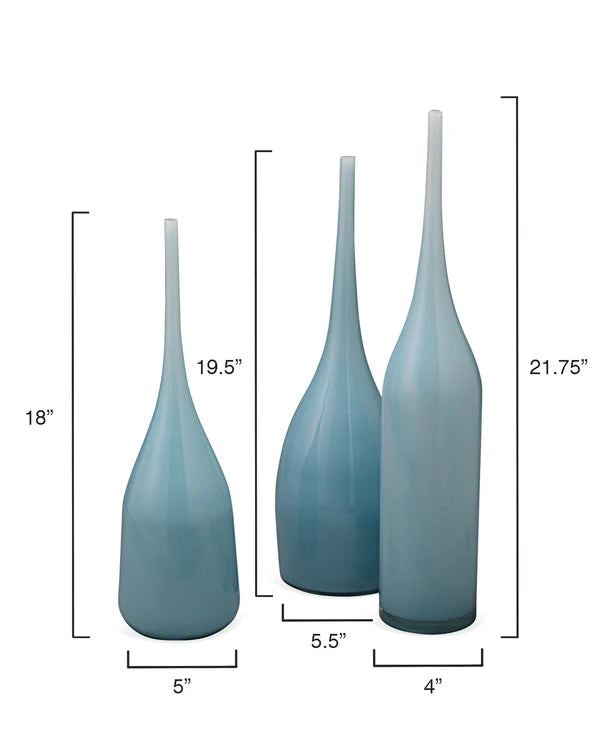 Pixie Decorative Vases (Set of 3) Small - Periwinkle Blown Glass