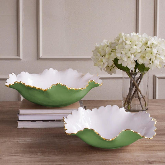 Encanto Colette Large Round Bowl (Green and White)