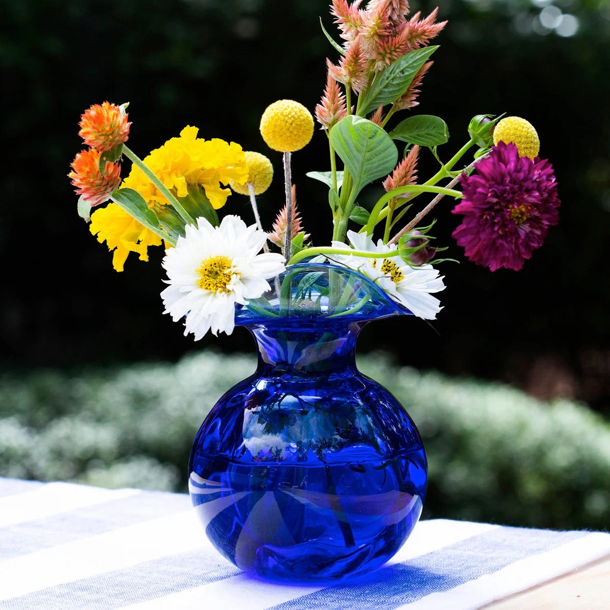 Hibiscus Glass Vase/ Cobalt Bud
