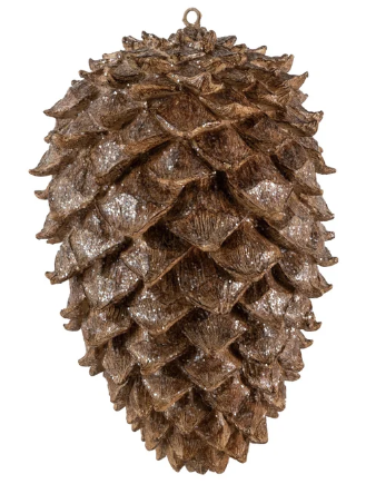 8.5 Inch Glittered Brown Resin Pinecone Ornament