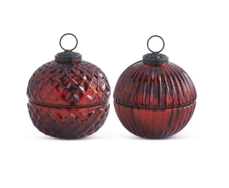 Assorted 5 Inch Red Mercury Glass Ornament Candles (2 Scents)