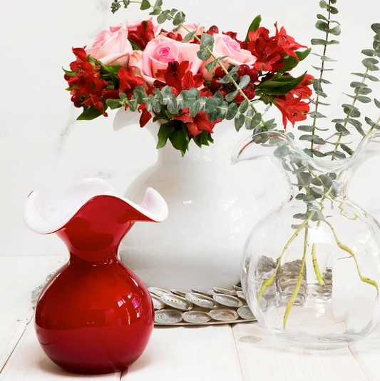 Hibiscus Glass Vase / Small Fluted Red