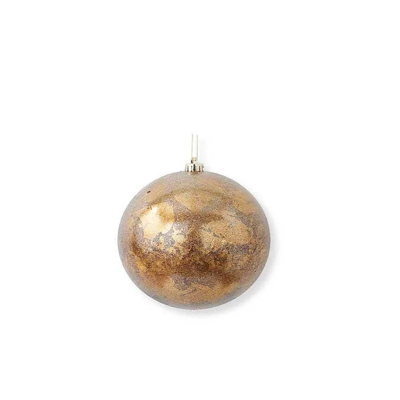 6 Inch Glittered Bronze Round Gold Leaf Shatterproof Ornament