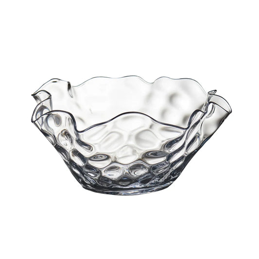 SMALL CLEAR DIMPLED BOWL W/ WAVY TOP