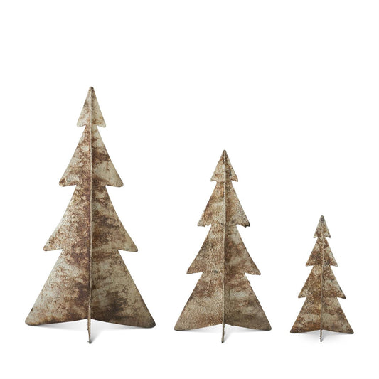 Set of 3 Textured Gold Burnt Metal Trees