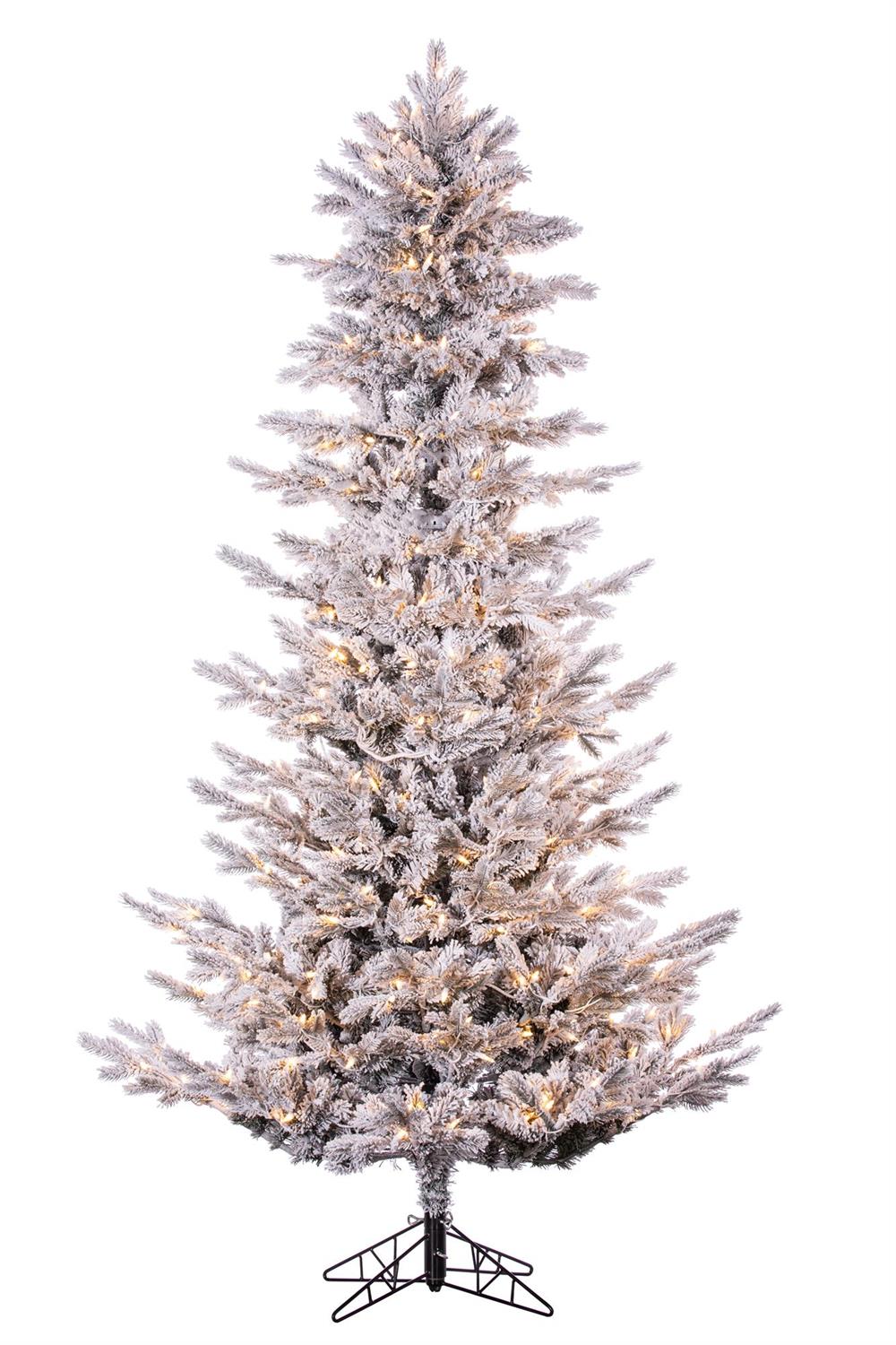 7.5' CANDLEWOOD FIR TREE, SLIM, EASY-LIT POLE, FLOCKED, PRE-LIT
