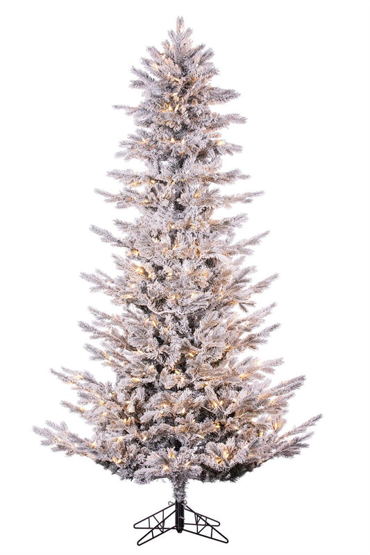7.5' CANDLEWOOD FIR TREE, SLIM, EASY-LIT POLE, FLOCKED, PRE-LIT