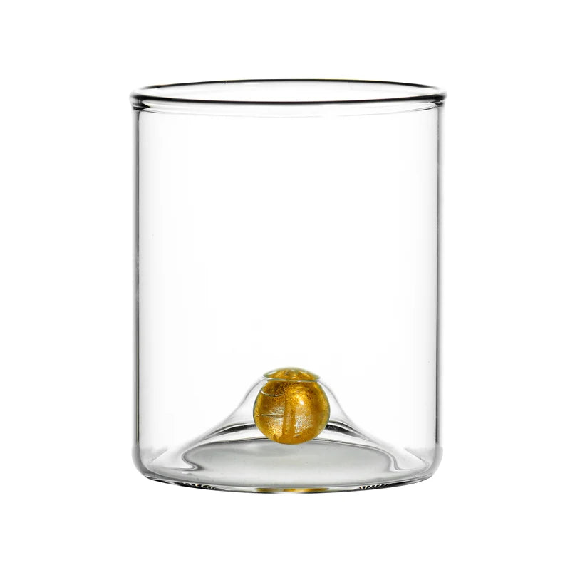 Golden Globe Wine Glass w/gold ball