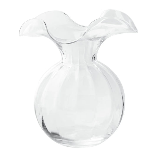 Hibiscus Glass Vase/ Clear Med Fluted
