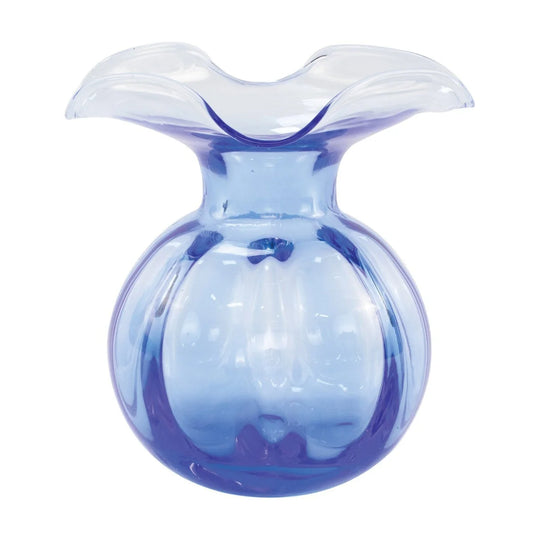 Hibiscus Glass Vase/ Large Cobalt Fluted