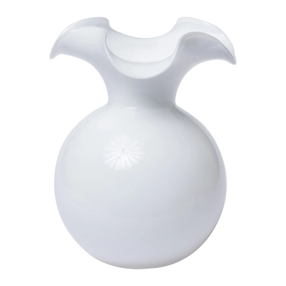 Hibiscus Glass Vase/ White med fluted