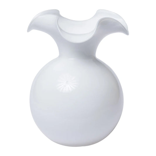 Hibiscus Glass Vase/ White med fluted