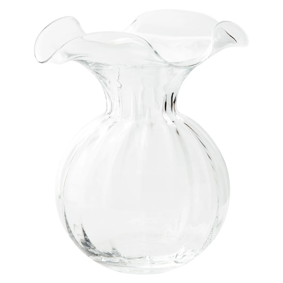 Hibiscus Glass Vase/ Large Clear Fluted