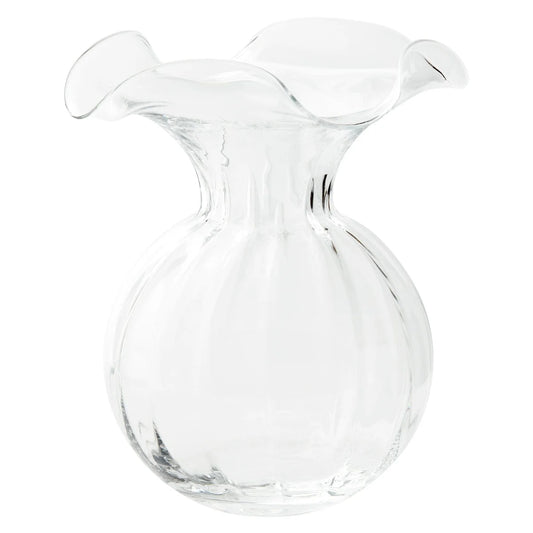Hibiscus Glass Vase/ Large Clear Fluted