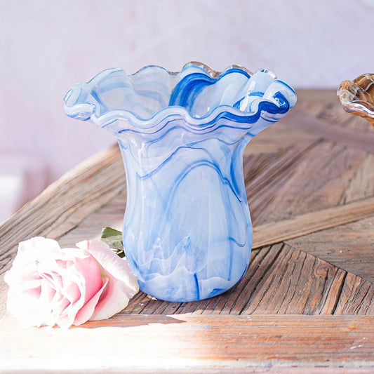 Onda Glass Vase/ Small Blue Tulip