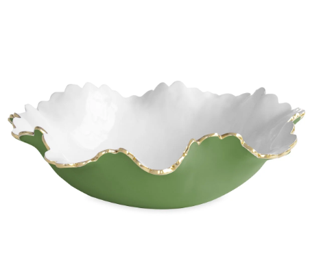Encanto Colette Large Round Bowl (Green and White)