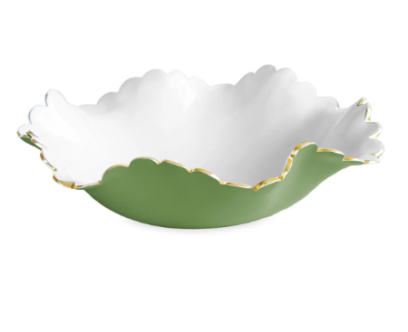 ENCANTO Colette Medium Round Bowl (Leaf Green and White)
