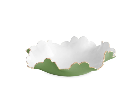 ENCANTO Colette Small Round Bowl (Leaf Green and White)