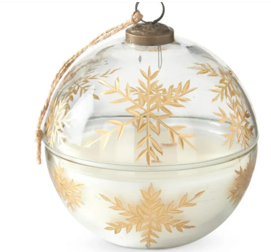 Assorted 5.5 Inch Clear Etched Gold Snowflake Filled Ornament Candle