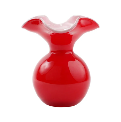 Hibiscus Glass Vase / Small Fluted Red