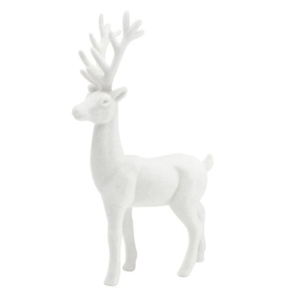 11" Flocked Reindeer - White