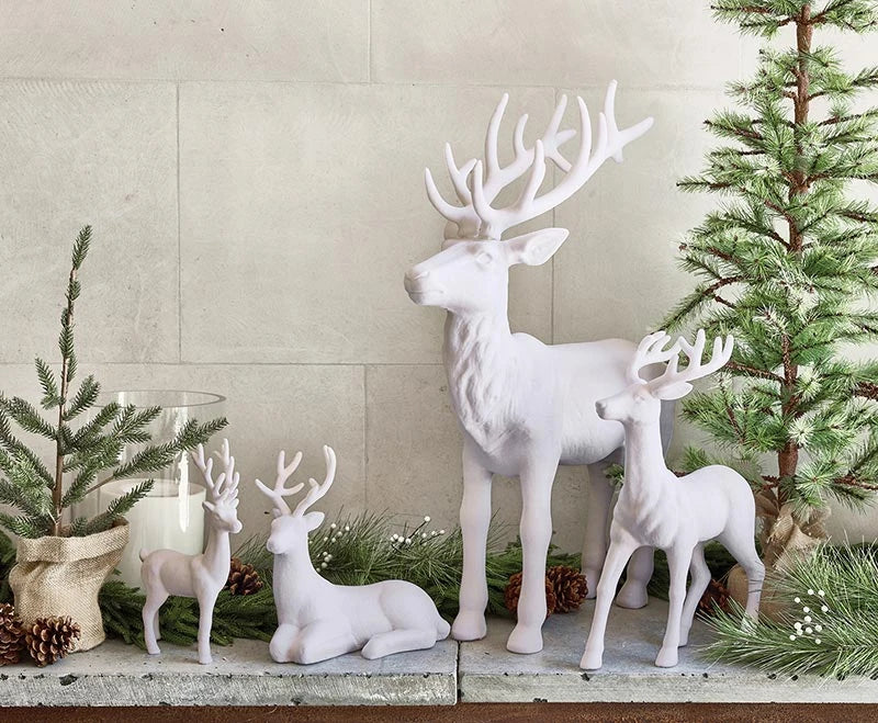 18" Flocked Reindeer - White