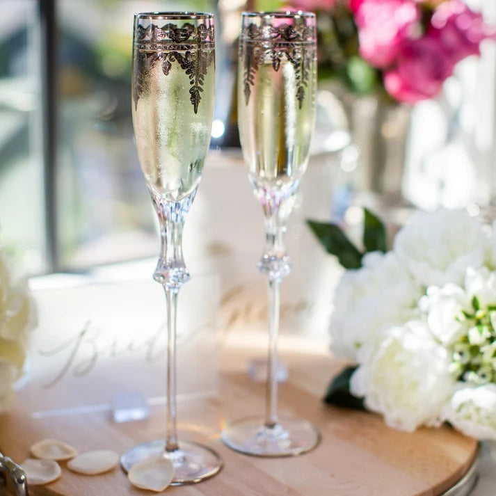 Vetro Platinum Wedding Flute Set of 2