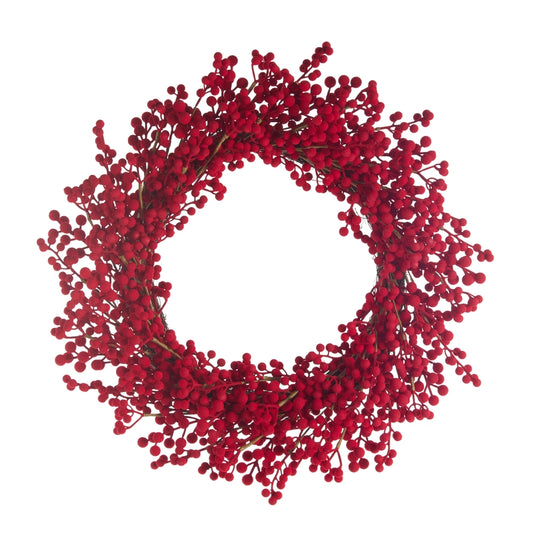 26" Flocked Red Berry Wreath