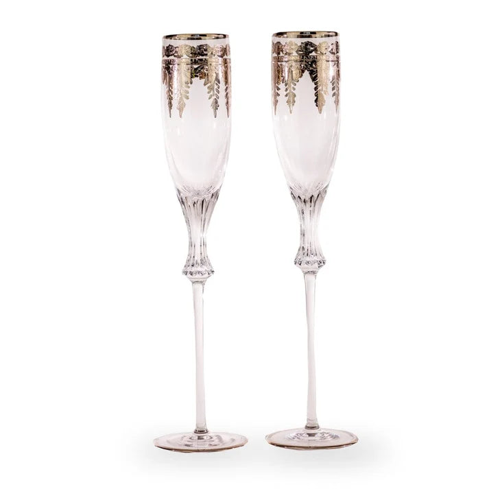 Vetro Platinum Wedding Flute Set of 2