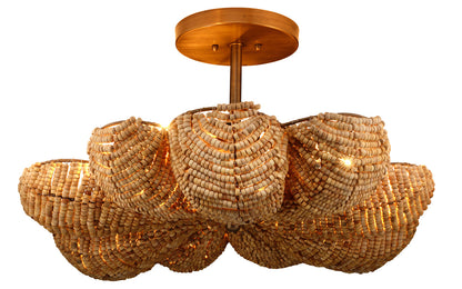 Anguilla Semi-Flush Mount • Natural Wood Beads