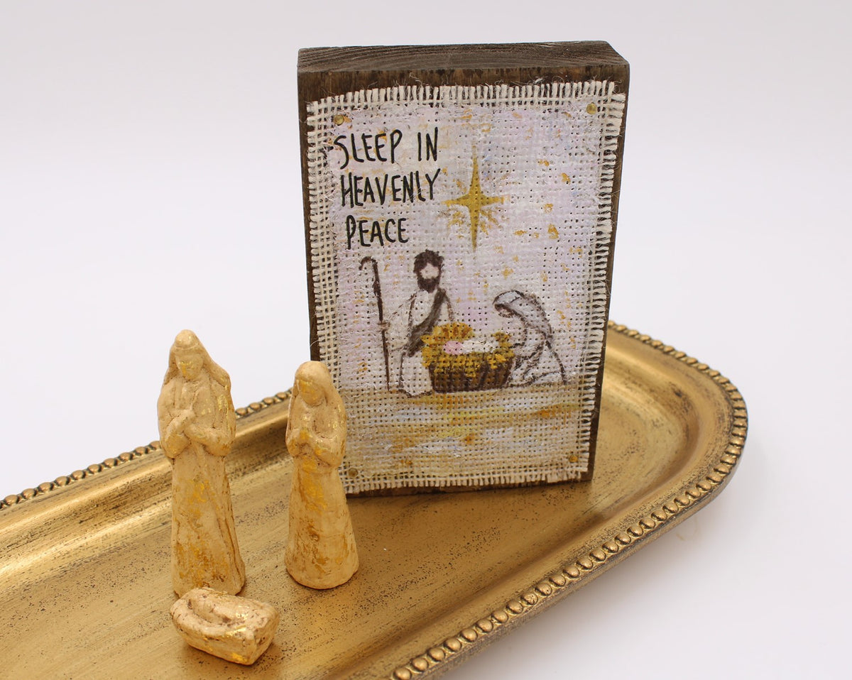 S/3 Mini Antique Gold Paper Pulp Holy Family