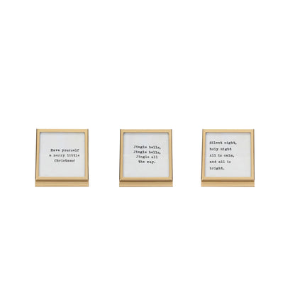 Metal & Glass Frame w/ Easel & Saying, 3 Styles